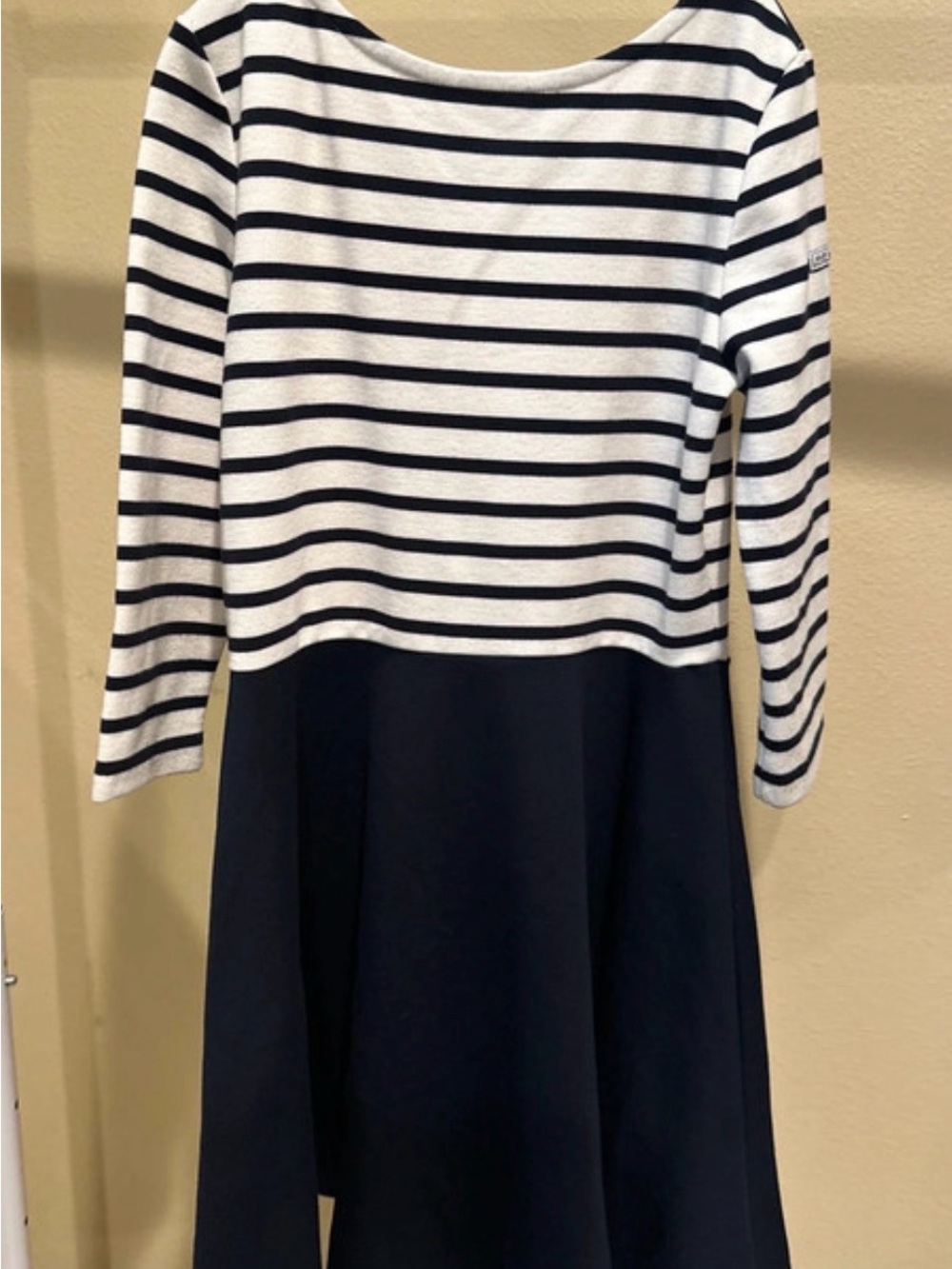 Polo by Ralph Lauren Navy and White Striped Long-Sleeve Fit-and-Flare Dress